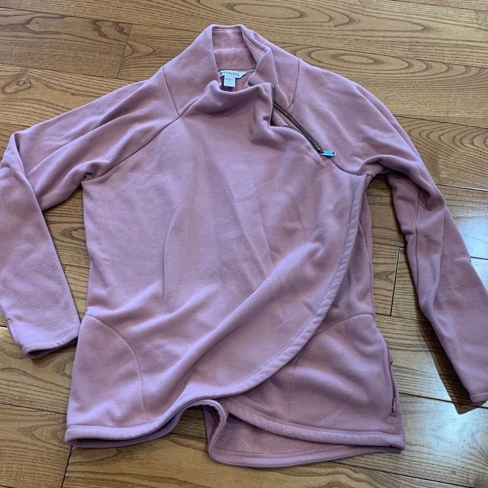 Athleta Dusty Rose Fleece Wrap Pullover size L